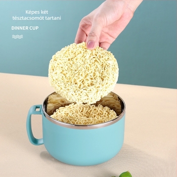 304 rozsdamentes acél instant tészta tál, zárt és szigetelt, mikrohullámú sütőben használható