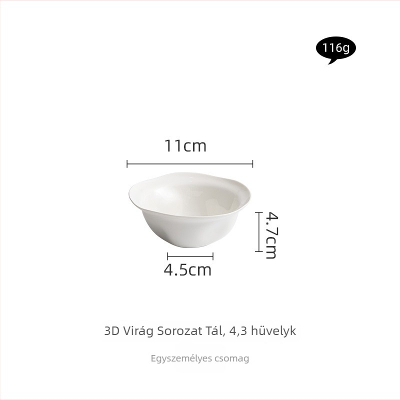 YOGEHOME porcelán tál - szabálytalan formájú mély leveses tál tésztaételekhez, mikrózható, aláglazúrozott felület, testreszabható