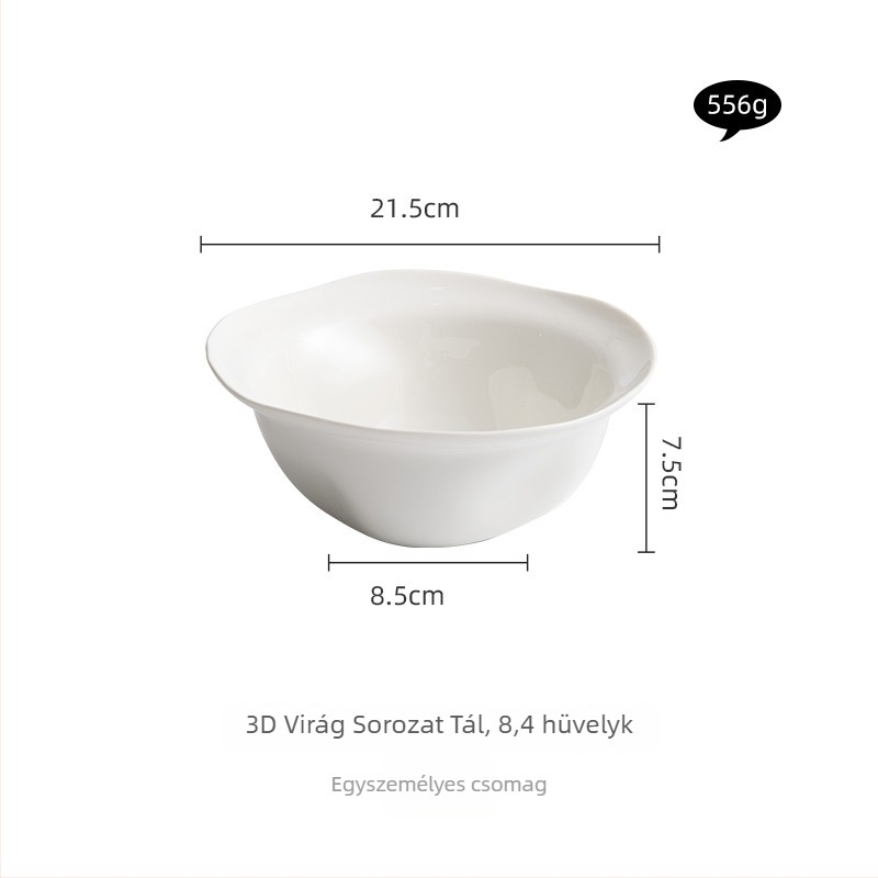 YOGEHOME porcelán tál - szabálytalan formájú mély leveses tál tésztaételekhez, mikrózható, aláglazúrozott felület, testreszabható