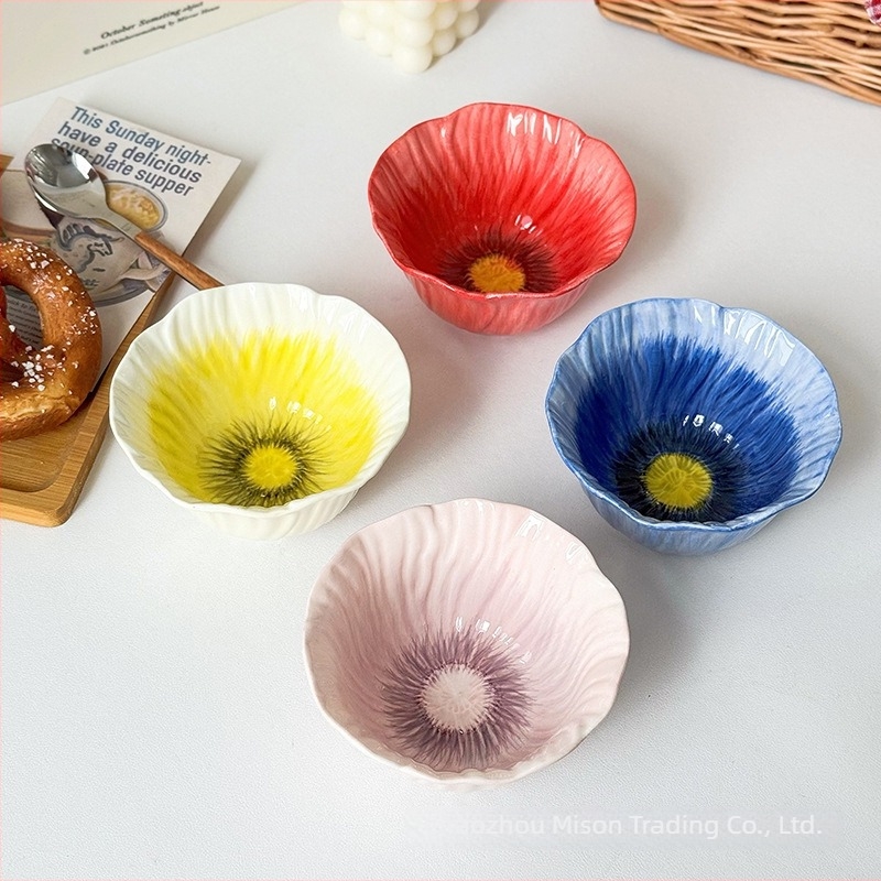 Porcelán rizstál virágos mintával, underglaze felülettel, mikrohullámú sütőben használható, testre szabható
