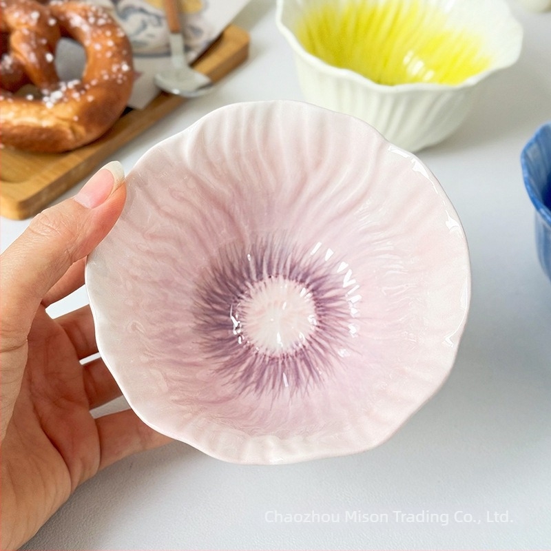 Porcelán rizstál virágos mintával, underglaze felülettel, mikrohullámú sütőben használható, testre szabható