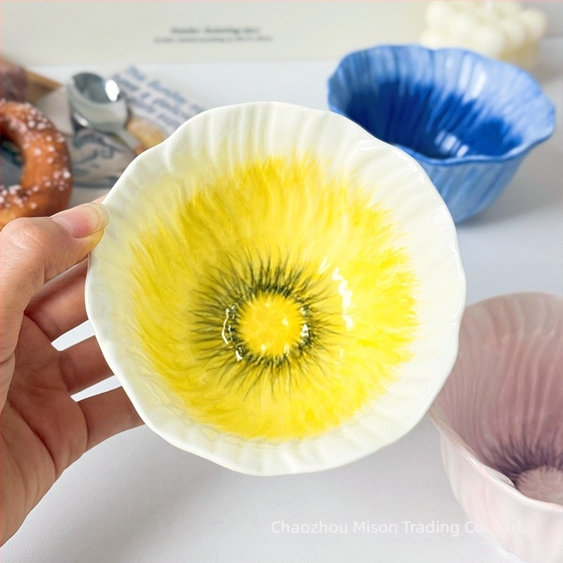 Porcelán rizstál virágos mintával, underglaze felülettel, mikrohullámú sütőben használható, testre szabható