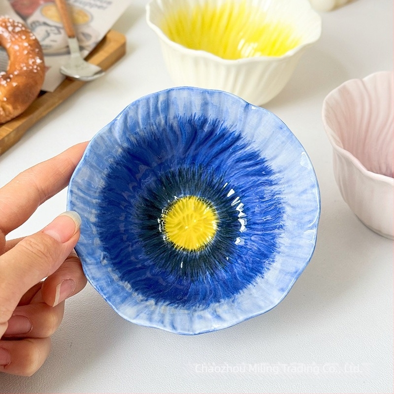 Porcelán rizstál virágos mintával, underglaze felülettel, mikrohullámú sütőben használható, testre szabható
