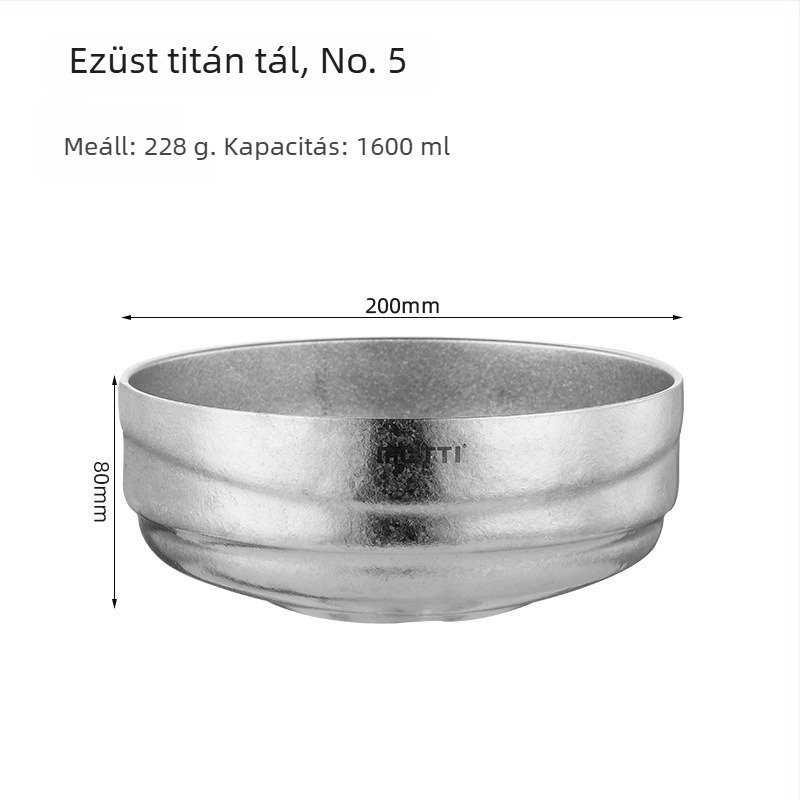 Mu Titanium Kétszeres rétegű titán tál háztartási használatra, kínai stílusú étkezőtál, matt felület, mikrohullámú sütőben nem használható, testreszabható
