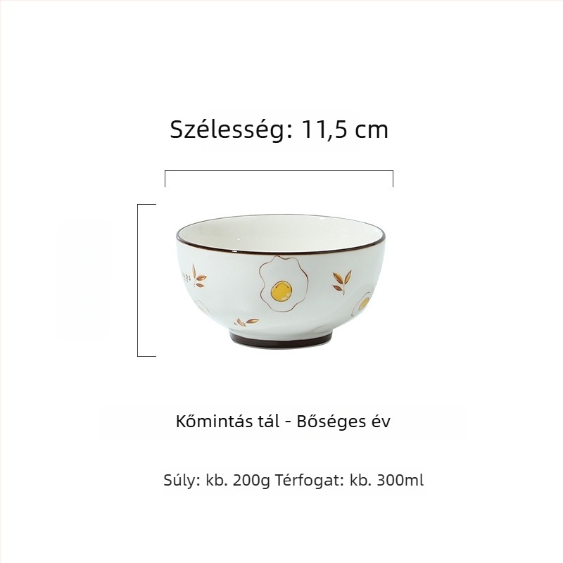 Hongjiaxing porcelán rizs tál, kerek formájú, alulglazúros felület, mikrózható