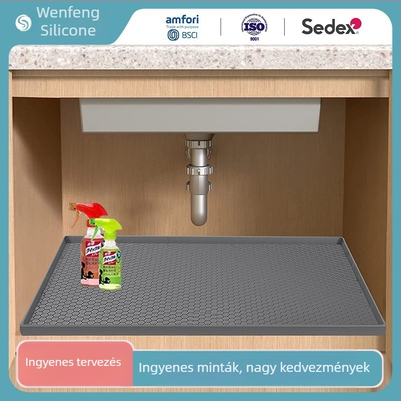 Szilikon mosogató alátét hexagonális mintával, konyhai nedvesség- és lecsorgató alátét, hőszigetelés és polcos tároló