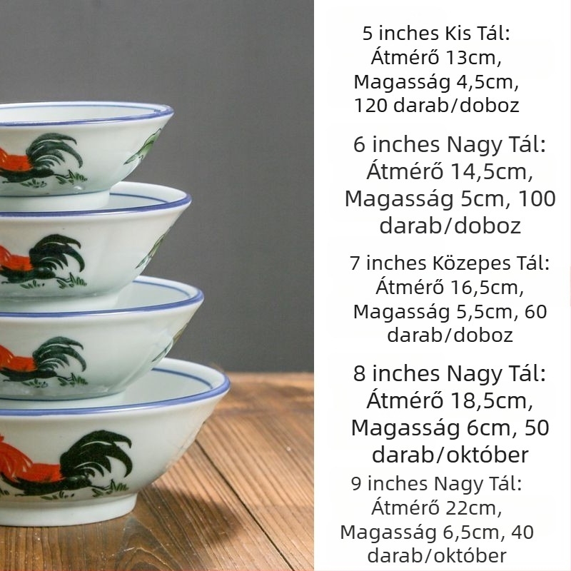 Porcelán kerek tál sávos mintával, mikróhullámú sütőben használható, logó nyomtatva
