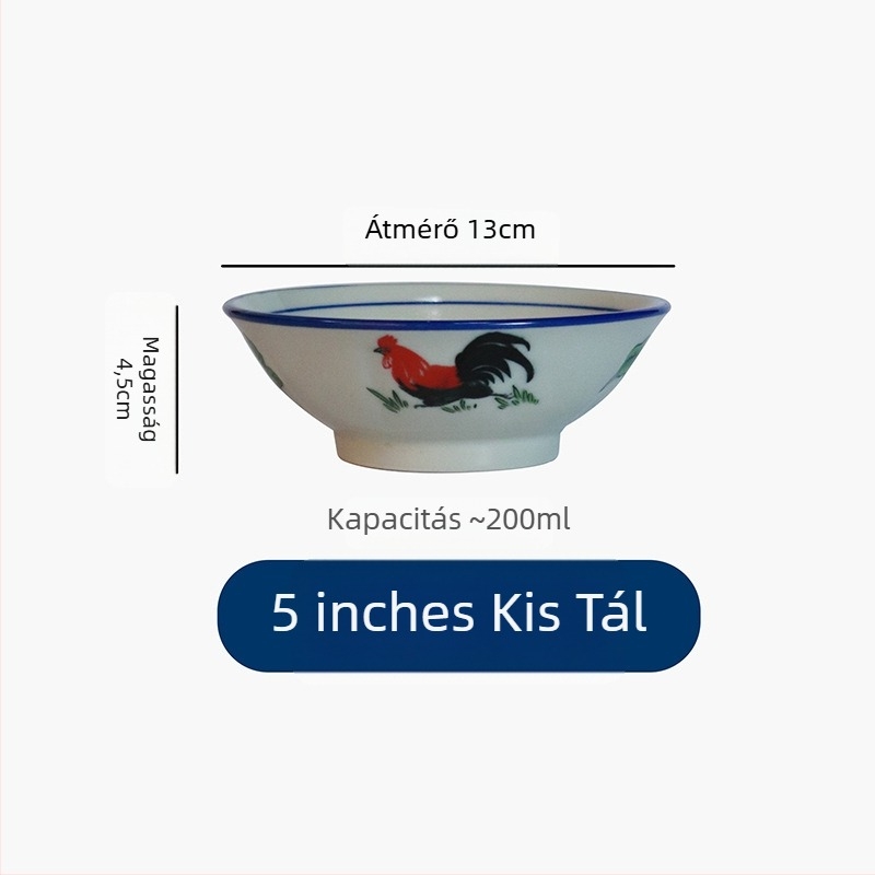Porcelán kerek tál sávos mintával, mikróhullámú sütőben használható, logó nyomtatva
