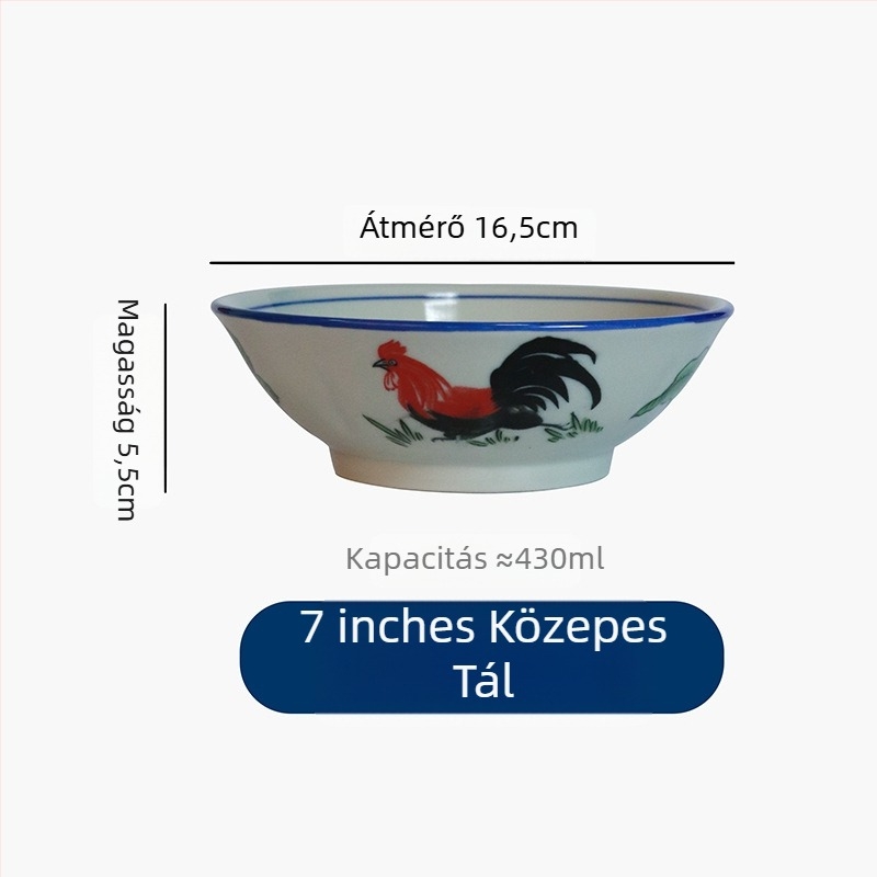Porcelán kerek tál sávos mintával, mikróhullámú sütőben használható, logó nyomtatva