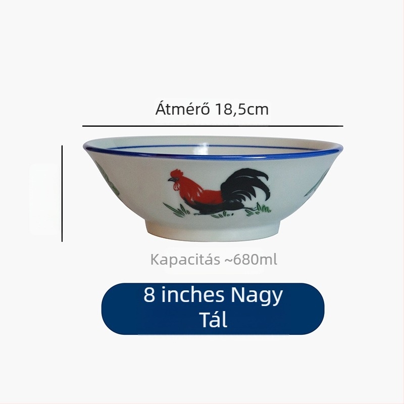 Porcelán kerek tál sávos mintával, mikróhullámú sütőben használható, logó nyomtatva