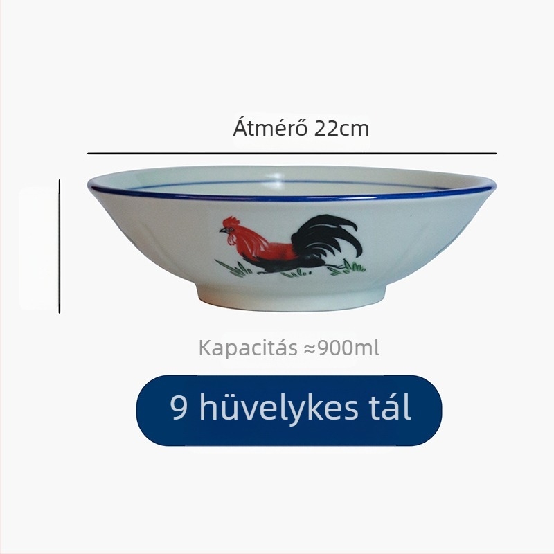Porcelán kerek tál sávos mintával, mikróhullámú sütőben használható, logó nyomtatva