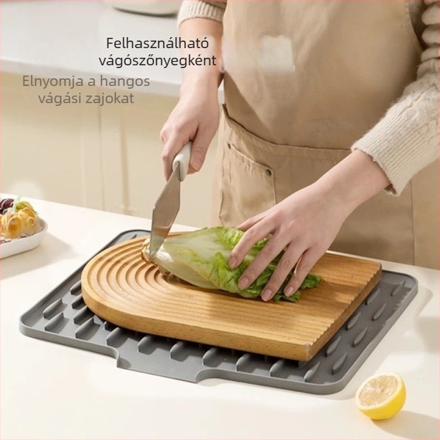 Műanyag konyhai csöpögtető párna, csíkos mintázat, négyszögletes forma, modern minimalista stílus.