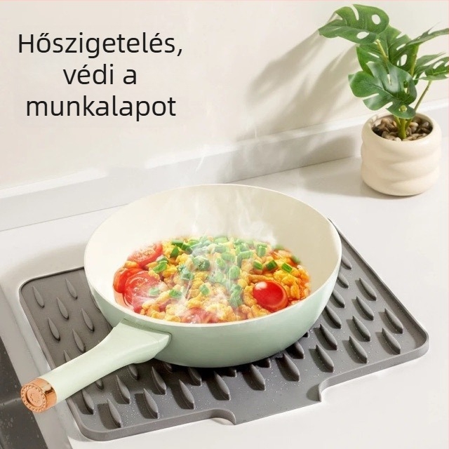 Műanyag konyhai csöpögtető párna, csíkos mintázat, négyszögletes forma, modern minimalista stílus.