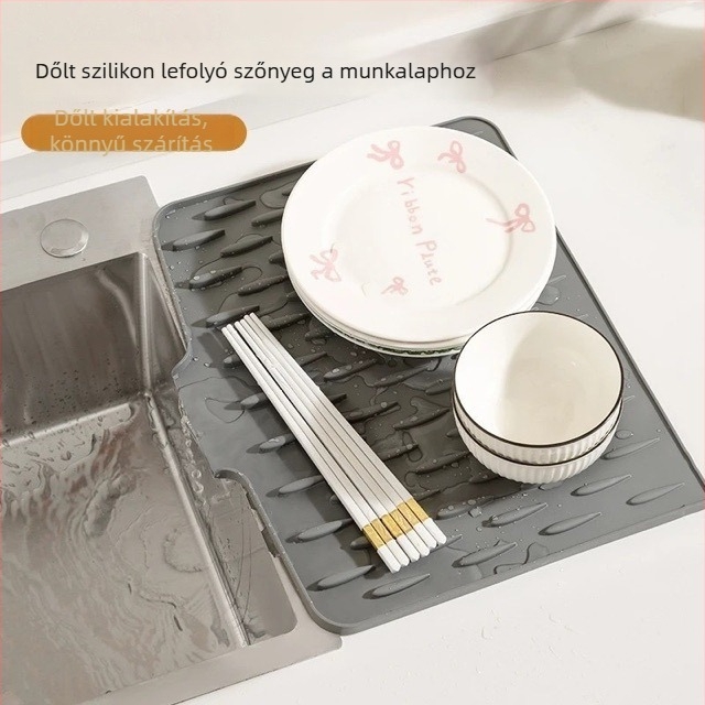 Műanyag konyhai csöpögtető párna, csíkos mintázat, négyszögletes forma, modern minimalista stílus.