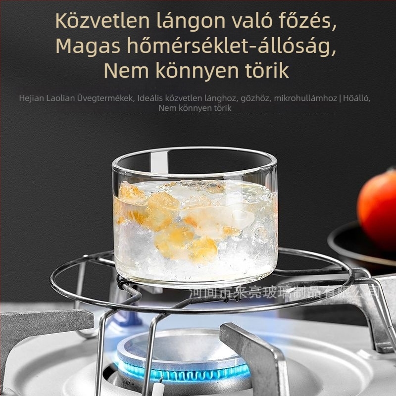 Fedeles gőzölt tojásos edény, magas bóroszilikat üvegből, mikrózható, gömbölyű, hőálló
