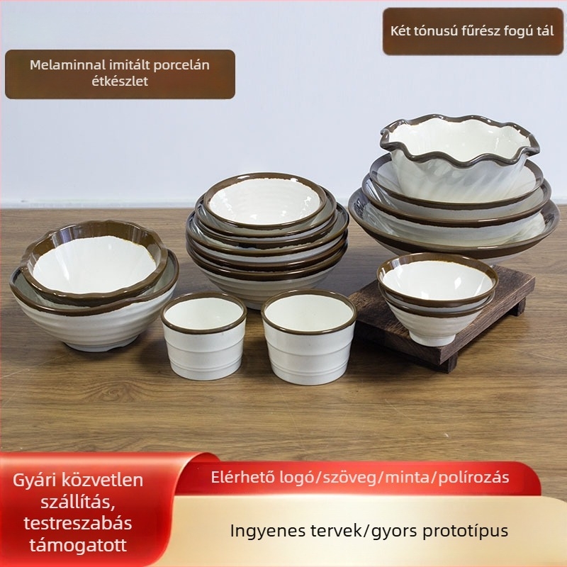 Melamin étkészlet – porcelánhatás, kínai stílus, finom mintázat, logó testreszabás elérhető