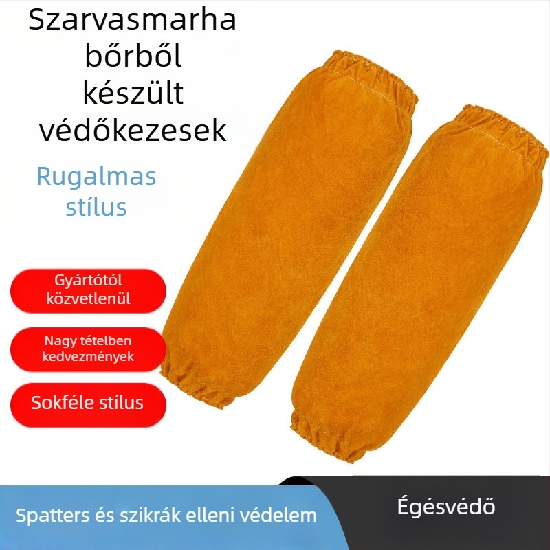 Tehénbőr hegesztő ujjvédők, védőfelszerelés, 300 g, alkalmas hegesztéshez, vágáshoz és csiszoláshoz
