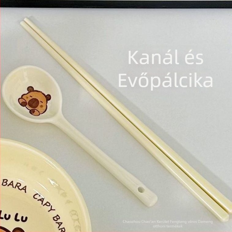 Egyszemélyes kerámia tál tésztához – karikatúra motívum, bájos stílus, eredet: Chaozhou, anyag: kerámia