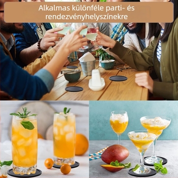 Kör alakú, 10 cm átmérőjű szilikon poháralátét készlet, szigeteléssel és vízelvezetéssel, égésvédelmet nyújt kávéhoz és teához