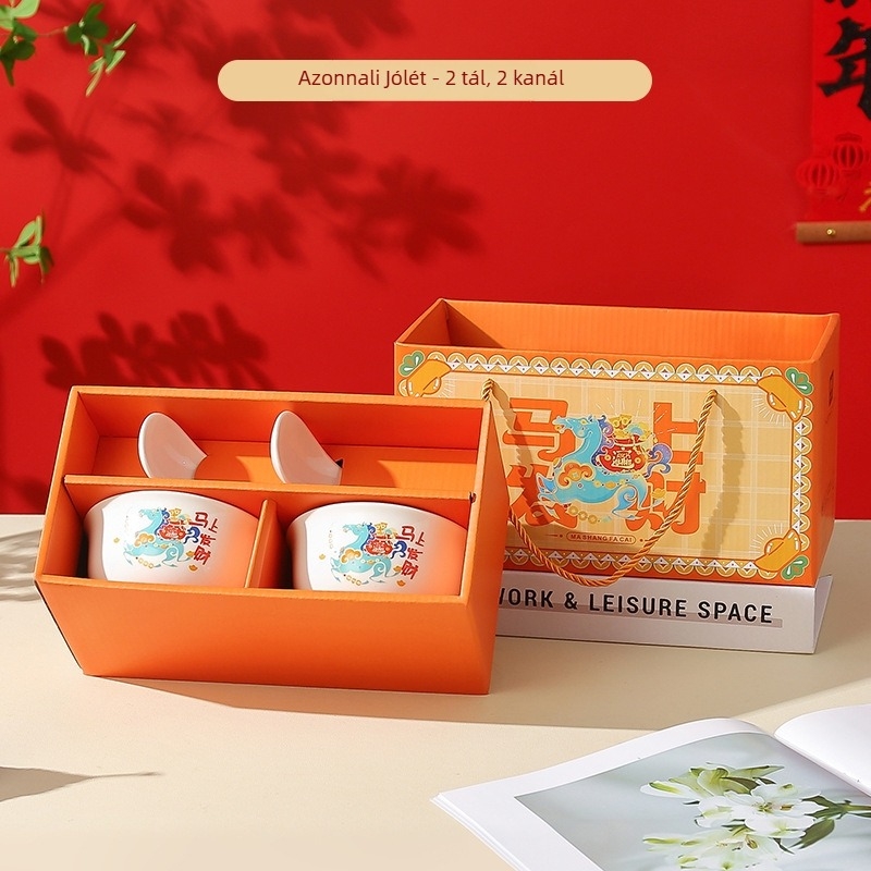 Chaozhou porcelán étkészlet, tálak és tányérok, 300 ml rizstálak, kézzel készített, új kínai stílus, szerencsés motívum