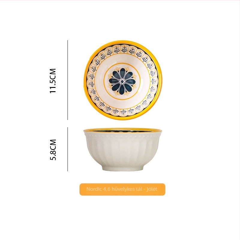 Porcelán rizses tál, kör alakú, domborított mintázat, alglazúros felülettel, mikrohullámú sütőbe alkalmas