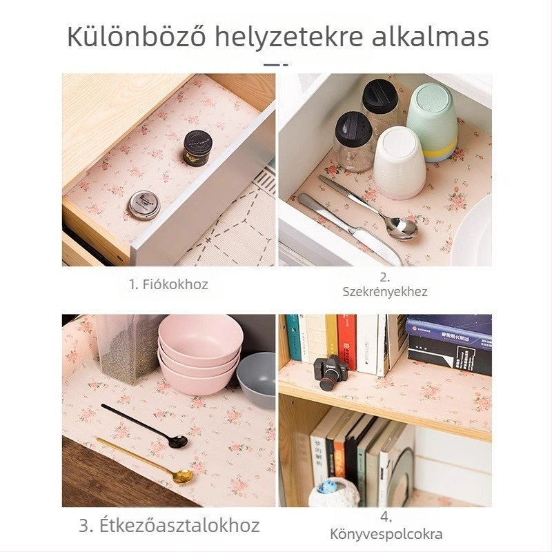Japán stílusú fiók liner – négyzetes, virágos mintázatú, nedvesség-, olaj- és vízálló, anyag: EPE+PP, konyha- és ruhásszekrényhez, cipősszekrényhez