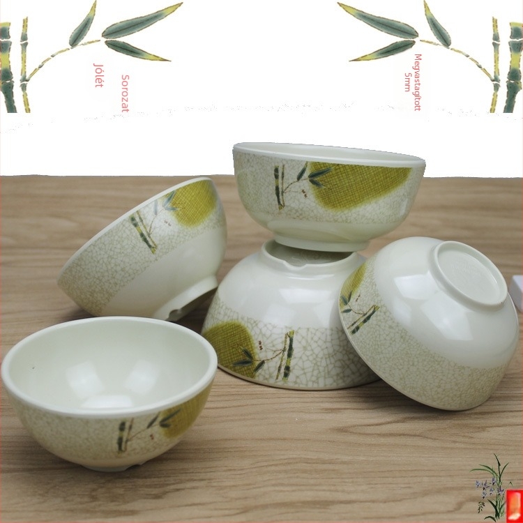 Melamin tál porcelán utánzat — kör alakú, virágos mintával, modern minimalista stílus, glazúrozott felület, ideális szállodai és étkezési használatra
