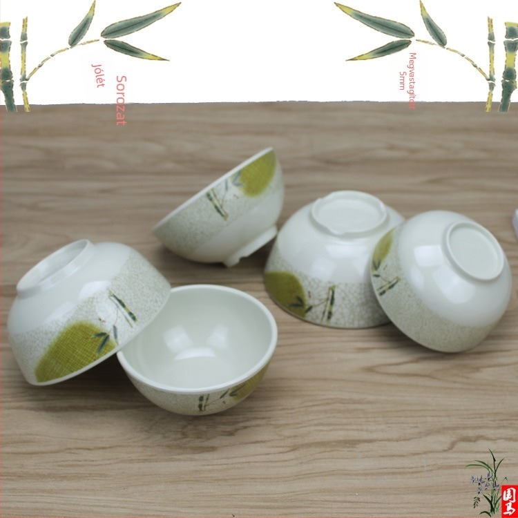 Melamin tál porcelán utánzat — kör alakú, virágos mintával, modern minimalista stílus, glazúrozott felület, ideális szállodai és étkezési használatra