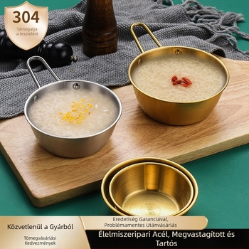 Koreai stílusú 304 rozsdamentes acélból készült arany felületű fogantyúval – sokoldalú tál meleg vagy hideg italokhoz, snackekhez és szószokhoz
