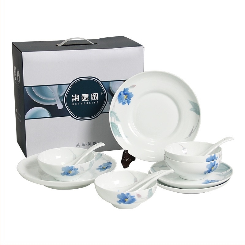 Porcelán étkészlet: tálakkal és tányérokkal, kínai stílus, kézzel készített, testreszabható
