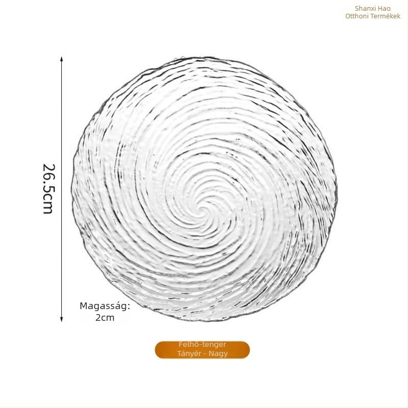 Üveg edények jégmintás dizájnnal: szabálytalan gyümölcs tálak és tálak, áttetsző desszerttálak, cukor-víz tálak; kézzel készített, testreszabható, modern minimál stílus