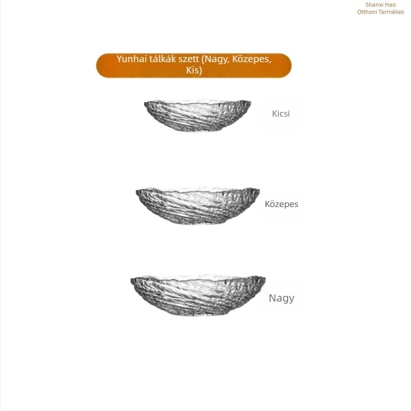 Üveg edények jégmintás dizájnnal: szabálytalan gyümölcs tálak és tálak, áttetsző desszerttálak, cukor-víz tálak; kézzel készített, testreszabható, modern minimál stílus