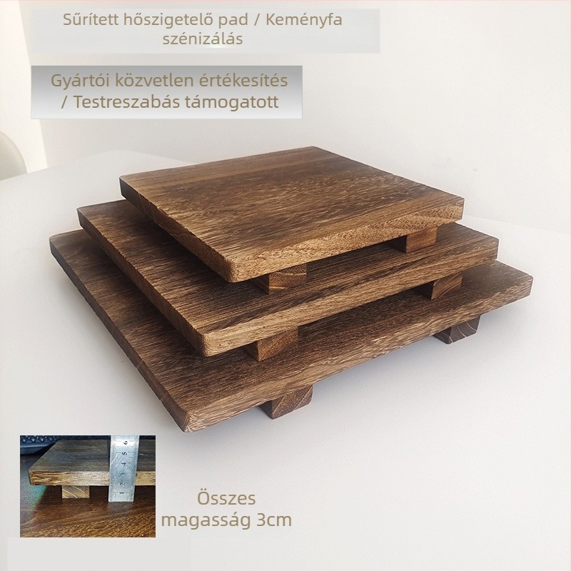 Szilárdfa hőszigetelő alátét, négyzet alakú, elektromos főzőlaphoz, égés elleni fa matrac, agyaglábas alap, fa magasságot növelő alátét, modern minimalista stílus.