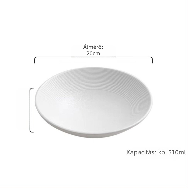 CY mély porcelán tál, kerek, egyszínű minta, modern minimalista stílus, mikrohullámú sütőben használható
