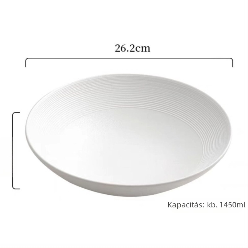 CY mély porcelán tál, kerek, egyszínű minta, modern minimalista stílus, mikrohullámú sütőben használható