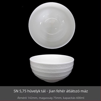 Porcelán rizs tál aláglazúrozott felülettel, modern minimalistikus kör alakú formája, mikrohullámú sütőbe alkalmas