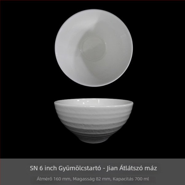 Porcelán rizs tál aláglazúrozott felülettel, modern minimalistikus kör alakú formája, mikrohullámú sütőbe alkalmas