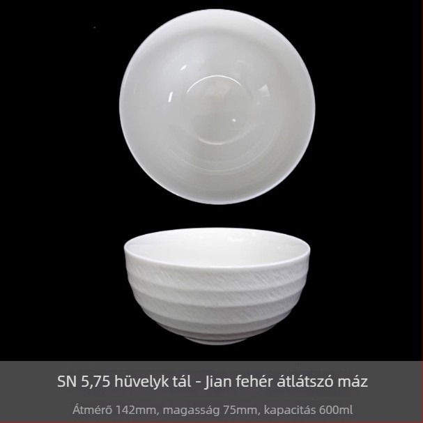 Porcelán rizs tál aláglazúrozott felülettel, modern minimalistikus kör alakú formája, mikrohullámú sütőbe alkalmas