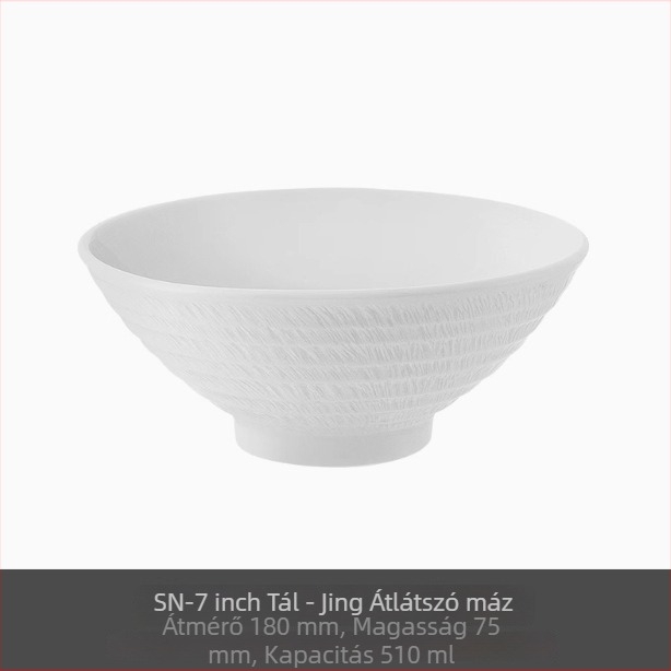 Porcelán rizs tál aláglazúrozott felülettel, modern minimalistikus kör alakú formája, mikrohullámú sütőbe alkalmas