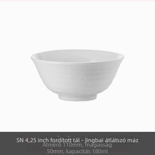 Porcelán rizs tál aláglazúrozott felülettel, modern minimalistikus kör alakú formája, mikrohullámú sütőbe alkalmas
