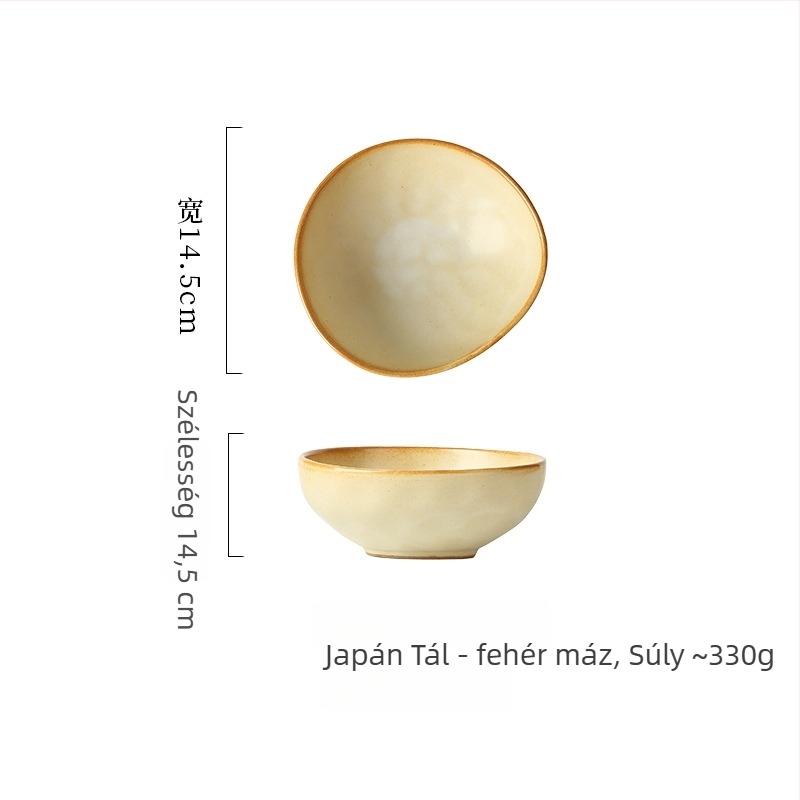 Porcelán tál, japán stílus, szabálytalan forma, mikrózható, testreszabható