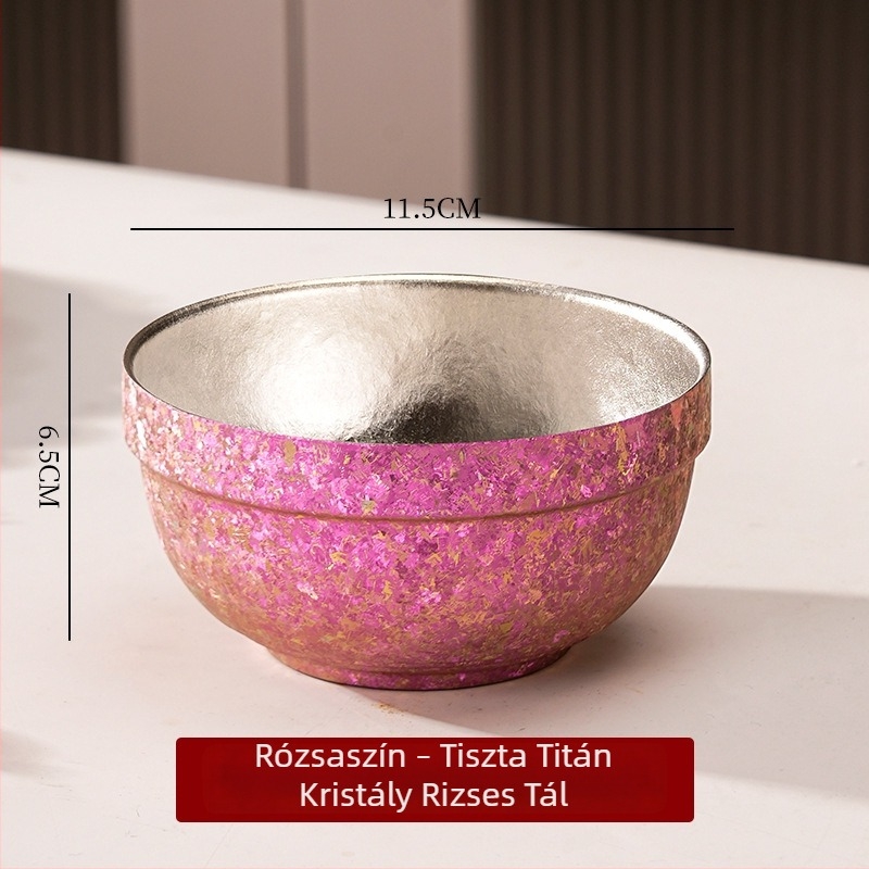Tiszta titán rizstál, nagy méretű, kettős rétegű és vastított, prémium étkezési edények otthoni használatra és kültéri kempingezéshez.