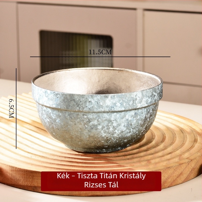 Tiszta titán rizstál, nagy méretű, kettős rétegű és vastított, prémium étkezési edények otthoni használatra és kültéri kempingezéshez.