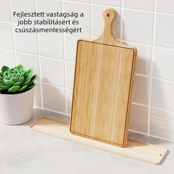 Műanyag konyhai fedő és spatula tároló matrac, szabálytalan alak, csúszásmentes drenázs funkcióval, modern minimalista stílus, nyári 2025 megjelenés.