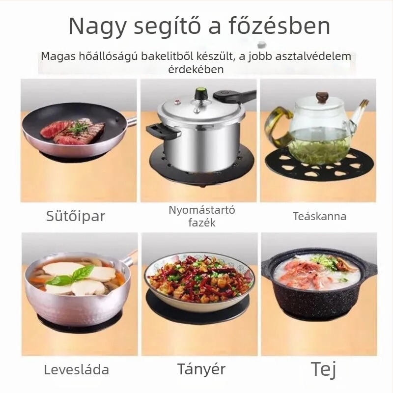 Bakelit kerek alátét, hőálló, egyszínű mintázat, Qunmei márka