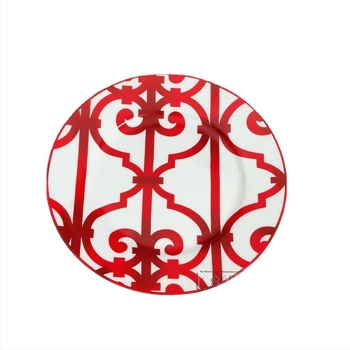 Skandináv stílusú csontporcelán tányérkészlet, 5 részes, csíkos mintázat, glazált felület, mikróhullámú sütőben használható