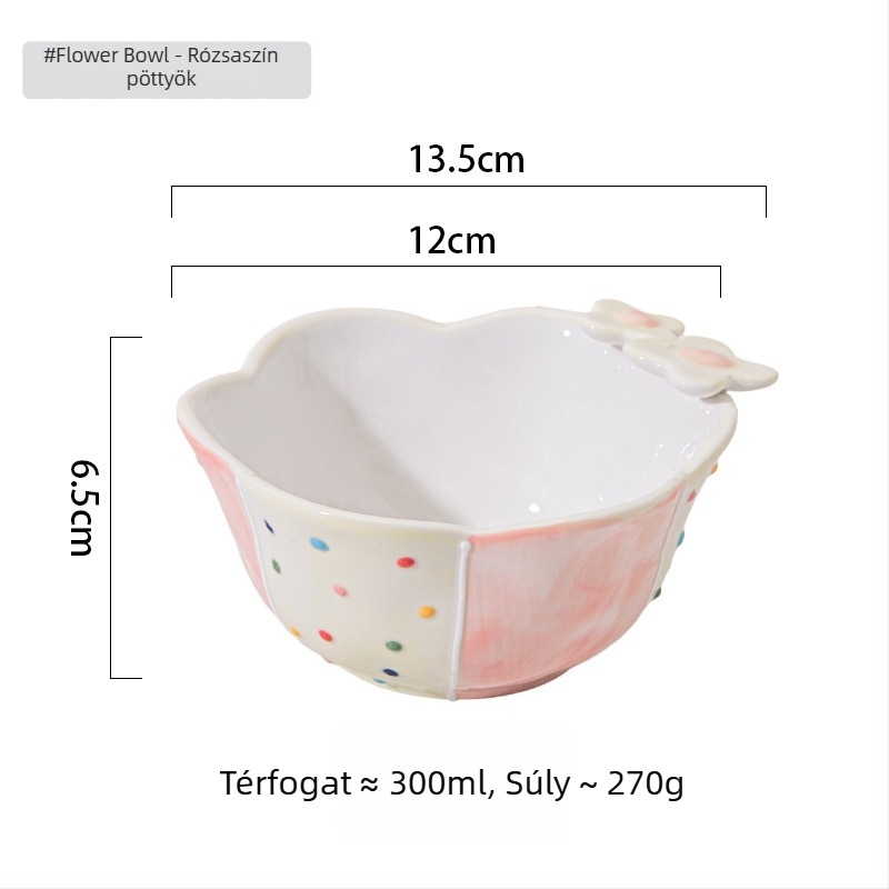 Porcelán tál - szokatlan alak, aranyos stílus, változatos alglazúros mintázat, mikrohullámú sütőben használható gyerekeknek