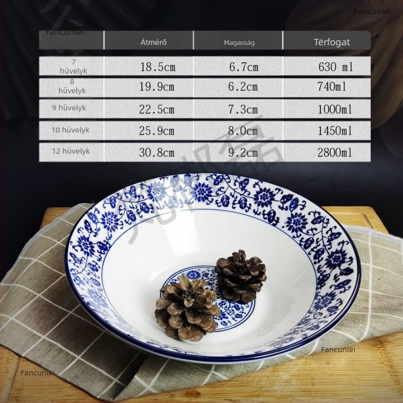 Porcelán tál, kör alakú, kínai stílus.