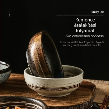 Porcelán kör alakú tál — retro stílus, aláglazúros felület, logónyomtatás, testreszabható