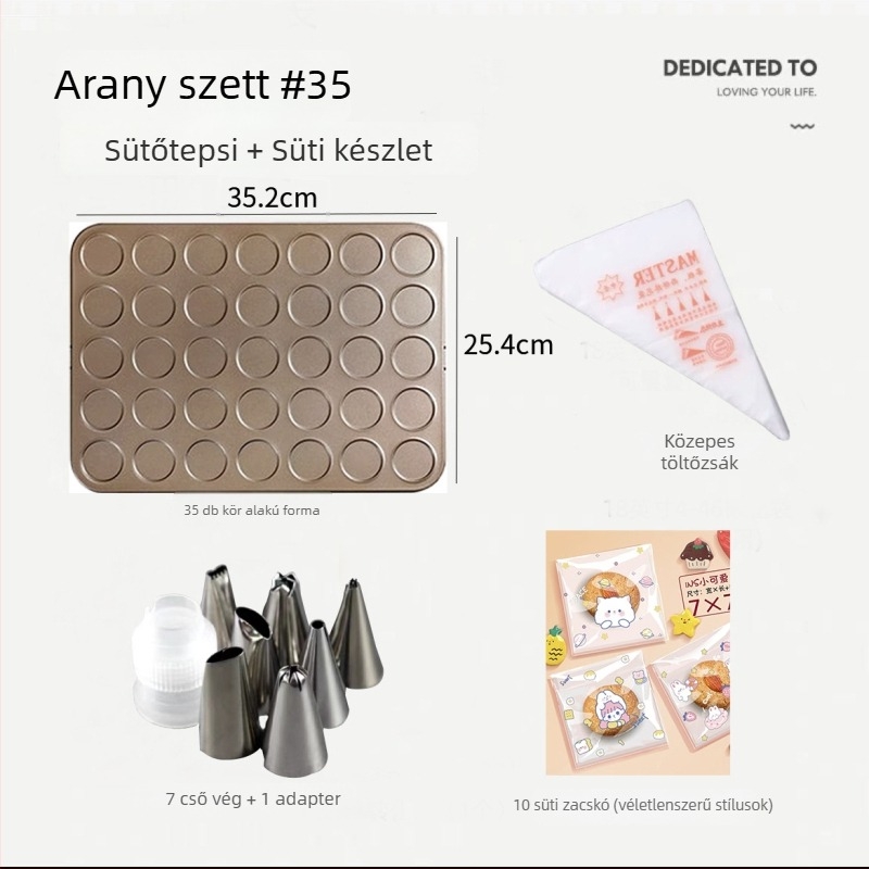 30-darabos macaron és sütemény forma készlet, tapadásmentes sütőtepsi